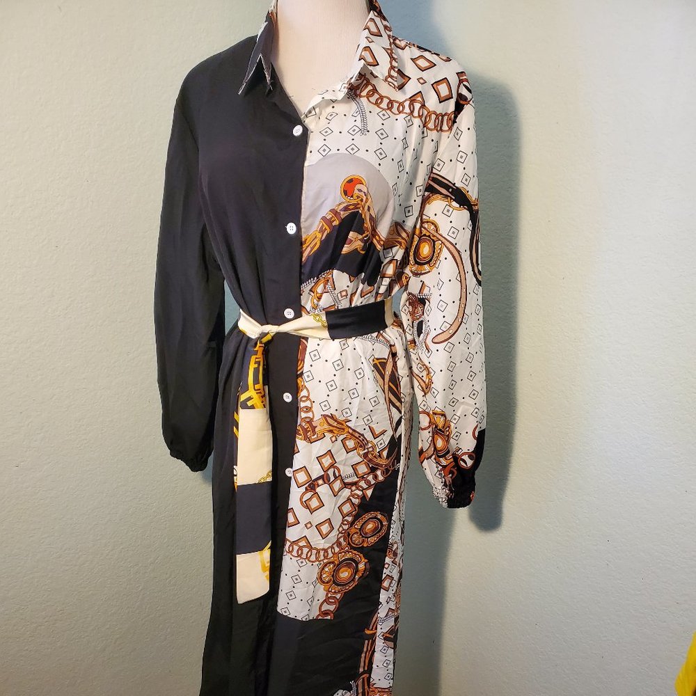 MAXI ASYMMETRICAL SHIRT DRESS L